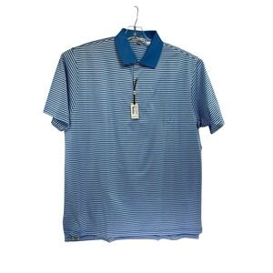Peter Millar Mens Sz XL Blue/White Golf Pplo Shirt (C22) NWTs MSRP $110